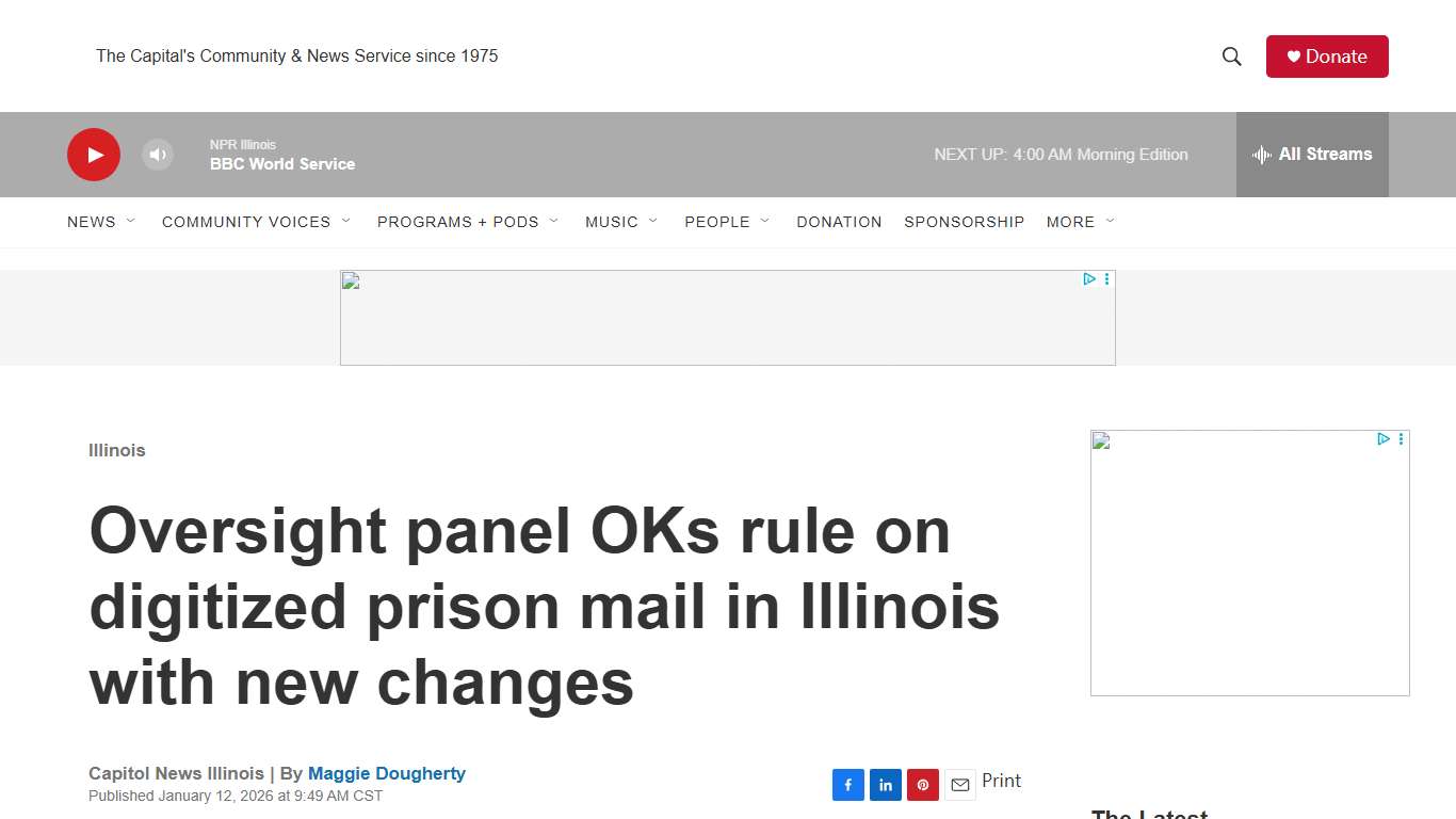 Oversight panel OKs rule on digitized prison mail in Illinois with new changes | NPR Illinois